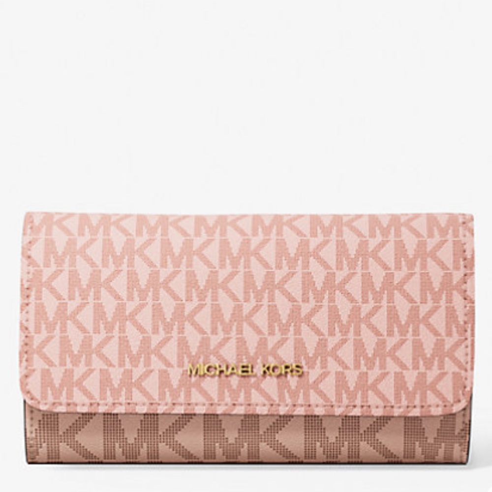 NWT Michael Kors Blush & Tan Logo Wallet